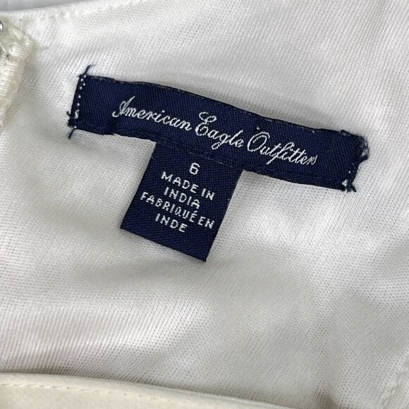American Eagle Outfitters Ivory Cotton Embroidered Lace Criss-Cross Mini Size 6 - Picture 7 of 8